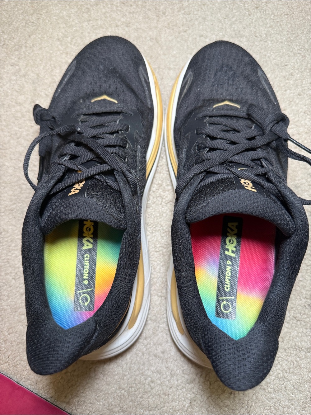 Hoka Black and Gold Women's Athletic Running Shoes - Picture 5 of 13